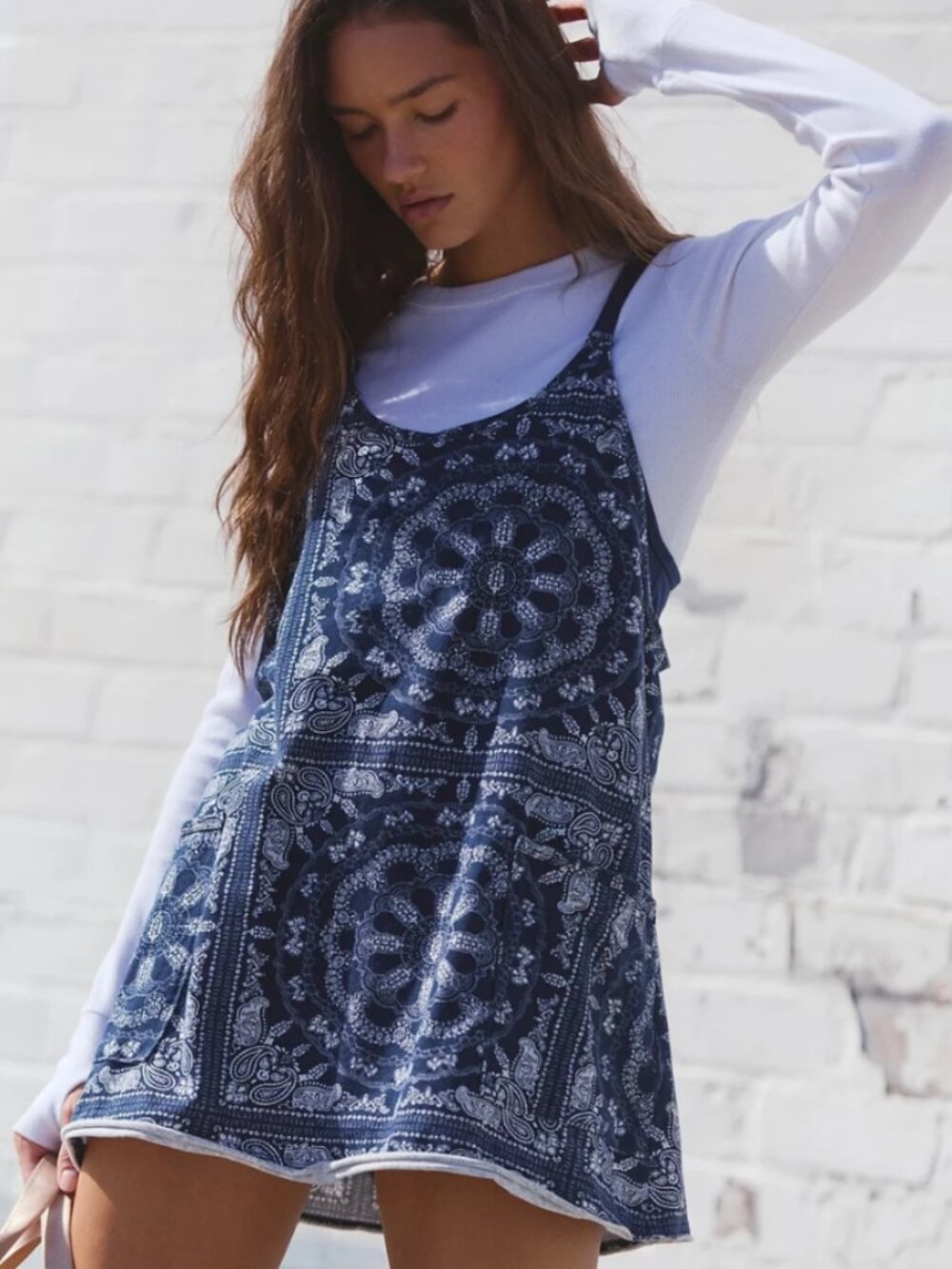 (MER-3) Free People Hot Shot Mini Printed Romper Dress